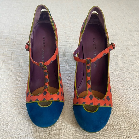 Marc Jacobs floral Mary Jane wedge heels. - Picture 3 of 8